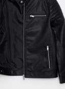 Slim Fit Stand Collar Men's Leather Look Coat view 6