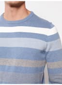 Crew Neck Long Sleeve Striped Men's Knitwear Sweater view 2