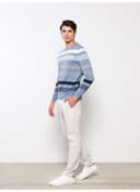 Crew Neck Long Sleeve Striped Men's Knitwear Sweater view 3