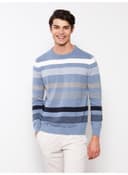 Crew Neck Long Sleeve Striped Men's Knitwear Sweater view 5