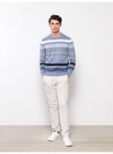 Crew Neck Long Sleeve Striped Men's Knitwear Sweater view 7