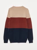Crew Neck Long Sleeve Men's Tricot Sweater with Color Block view 4