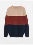 Crew Neck Long Sleeve Men's Tricot Sweater with Color Block view 5