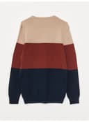 Crew Neck Long Sleeve Men's Tricot Sweater with Color Block view 8