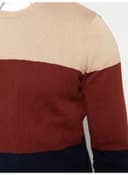 Crew Neck Long Sleeve Men's Tricot Sweater with Color Block view 7